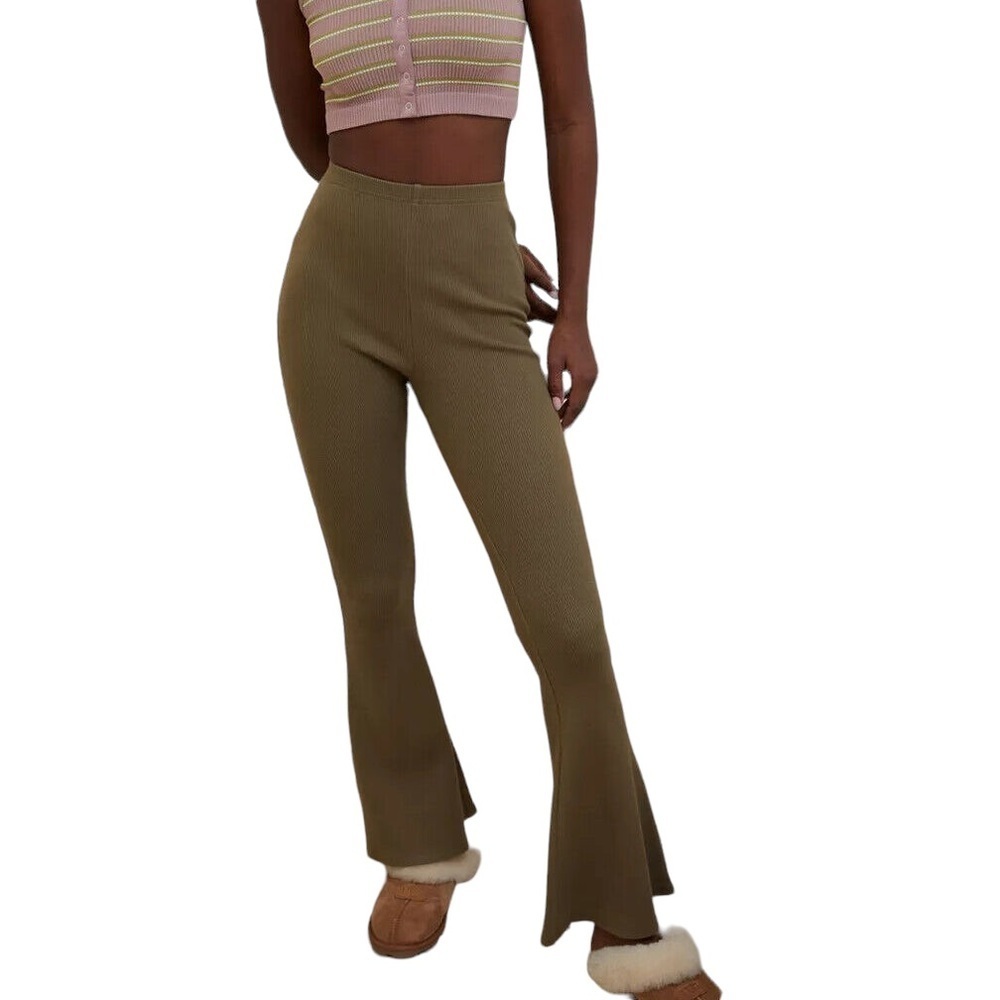 URBAN OUTFITTERS Ribbed High Waist Flare Pants